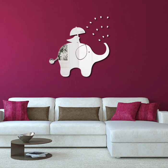 2016 Kid mirror Creative birds and elephants wall stickers mirror , 3D