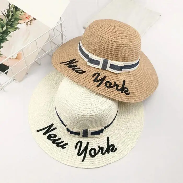 Новые женские летние шляпы Панама лук Sombrero солнце соломенная Складная Шляпа Пляжная костяная Козырек Кепка