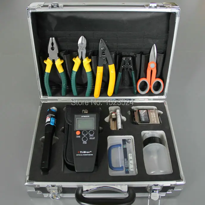

20pcs/set Fiber Optic FTTH Tool Kit with FC-6S Fiber Cleaver with Optical Power Meter 1mw Visual Fault Locator 5KM