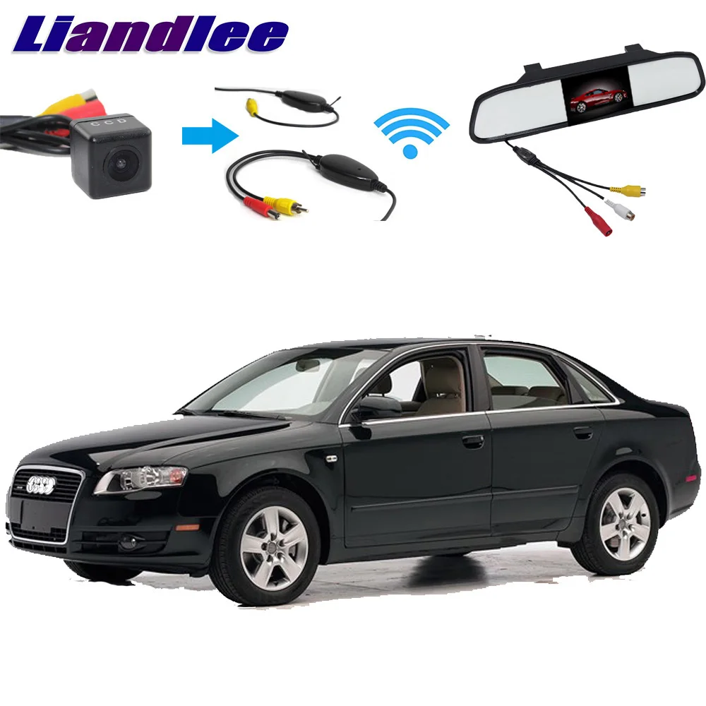 Liandlee 3in1 Wireless Receiver + Mirror Monitor Special Rear View Camera DIY Backup Parking System For Audi A4 S4 RS4 2001~2008