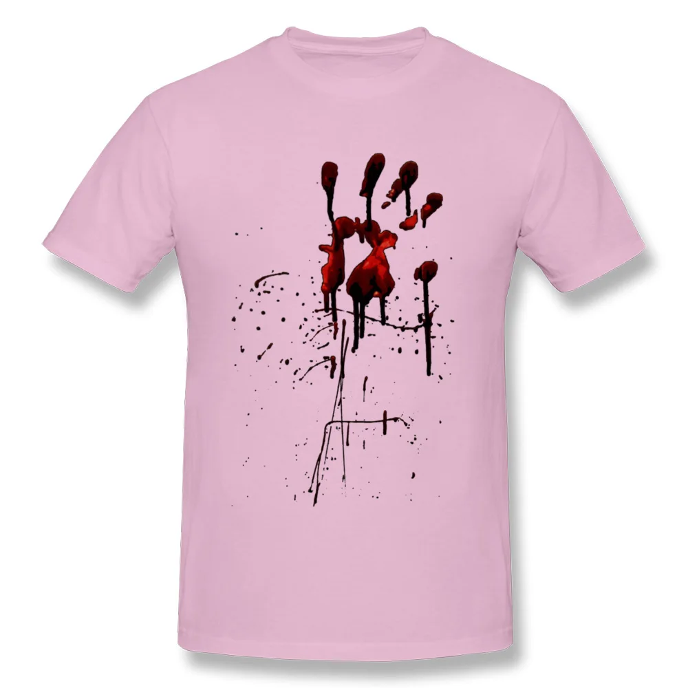 Zombie Attack Bloodprint Summer Fall Cotton Fabric Round Collar Tops Shirts Short Sleeve Design Sweatshirts Slim Fit Tshirts Zombie Attack Bloodprint pink