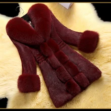 Высококачественное зимнее женское меховое пальто, роскошная куртка из искусственного меха кролика лисы, теплая женская верхняя одежда с длинным рукавом, пальто с большим воротником XXXL