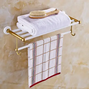 

Homedec Solid Brass White Plated Double Towel Rack Shelf Holder Bath Accessory Sets New