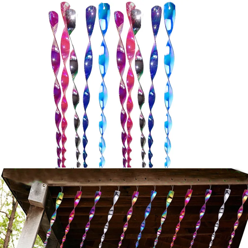 

25PCS 50cm Bird Scare Rods Spiral Wind Effective Hanging Birds Repellent Reflective Ornamental Deterrent Device