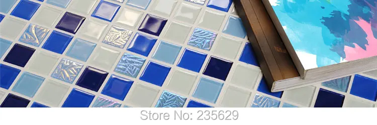 Хрустальная стеклянная мозаичная плитка, мозаичная плитка для ванной комнаты, синий смешанный цвет, 30 см* 30 см домашняя декоративная мозаичная плитка