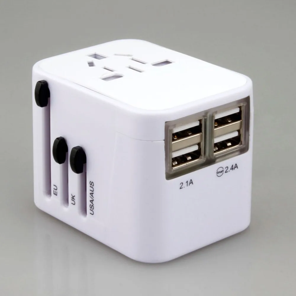 

Portable Travel Charger Adapter 4 USB Power Plug Converter Universal USB Wall AC Power Durable Outlet Converter