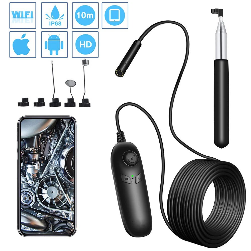 

Wireless Inspection Camera 1200P Telescoping Wifi Endoscope Camera with 8 LED For Android and IOS Smartphone, iPhone, Samsung