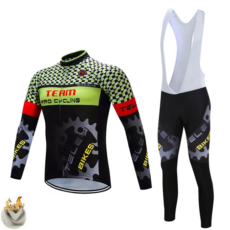 

TELEYI 2017 Cycling Jerseys Cycling Set Winter Thermal Fleece Long Sleeves Racing MTB Suit Maillot Bike Clothing Ropa Ciclismo