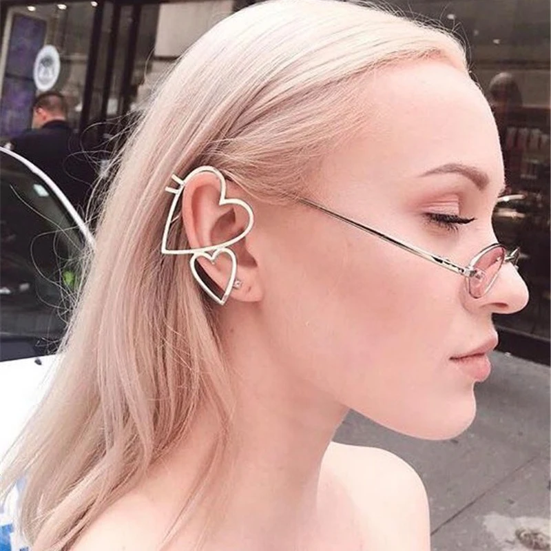 

AE-CANFLY Trendy Asymmetric Hollow Love Heart Drop Earrings Statement Drop Earrings Accessories for Women