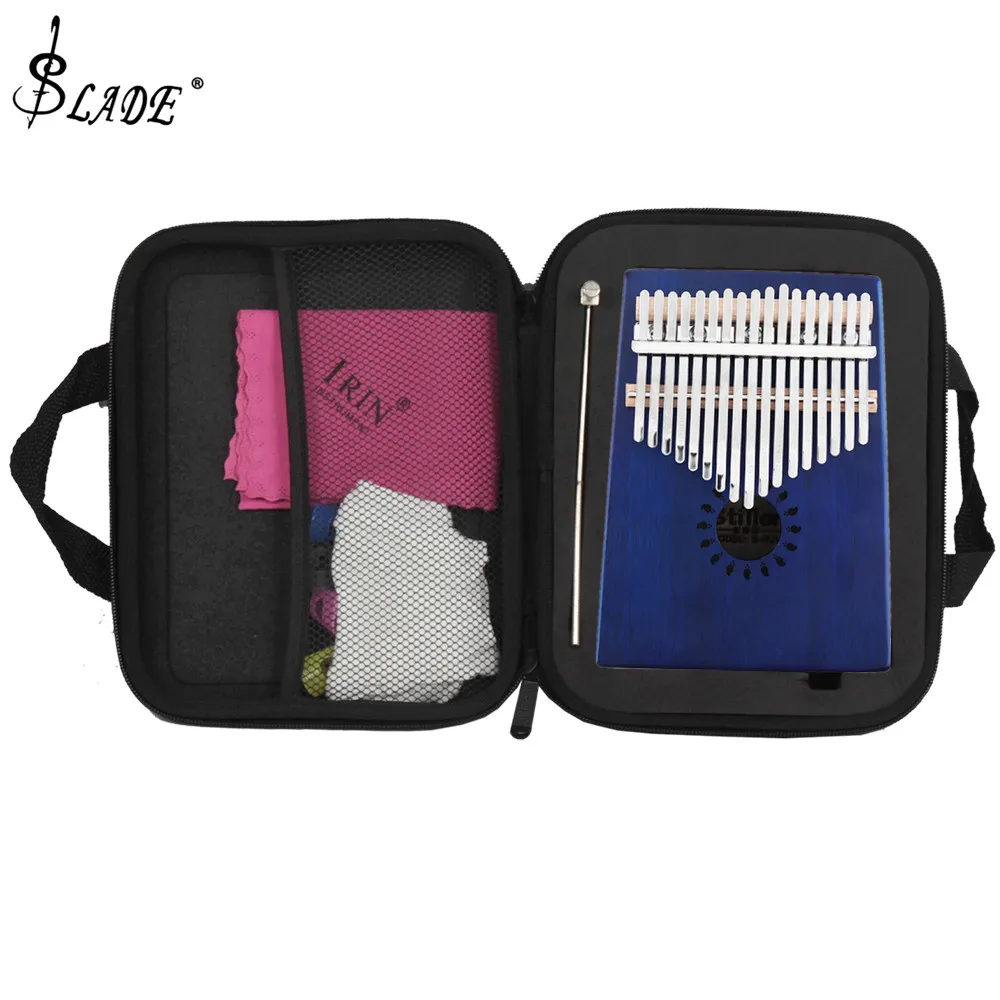 

17 Key Kalimba Blue Finger Piano Single Board Mahogany Thumb Piano Mbira Mini Keyboard Instrument with Complete Accessories