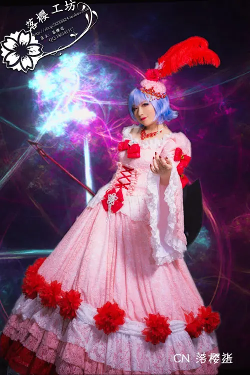 Het Project Touhou Remilia Scarlet Cosplay Kostuum Halloween Luxe Party Jurk Roze Lange Kerst Jurk Maatwerk Het Project Touhou Remilia Scarlet Cosplay Kostuum Halloween Luxe Party Jurk Roze Lange Kerst Jurk Maatwerk