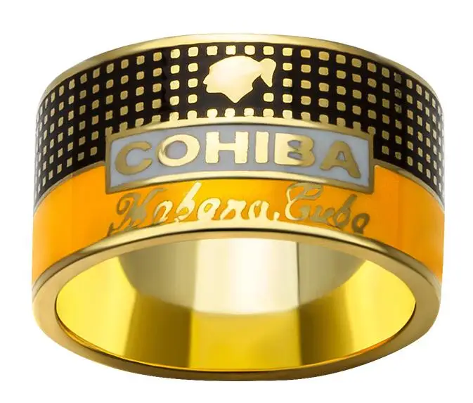 COHIBA сигарное кольцо позолоченное кольцо из стерлингового серебра 925 пробы креативное ювелирное изделие CP-0031 - Цвет: round 21 ring