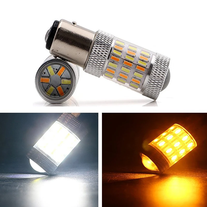 2 шт. 3157/3156/1157/1156/7440/7443 60SMD Двухцветные светодиодные Автомобильные дневные ходовые