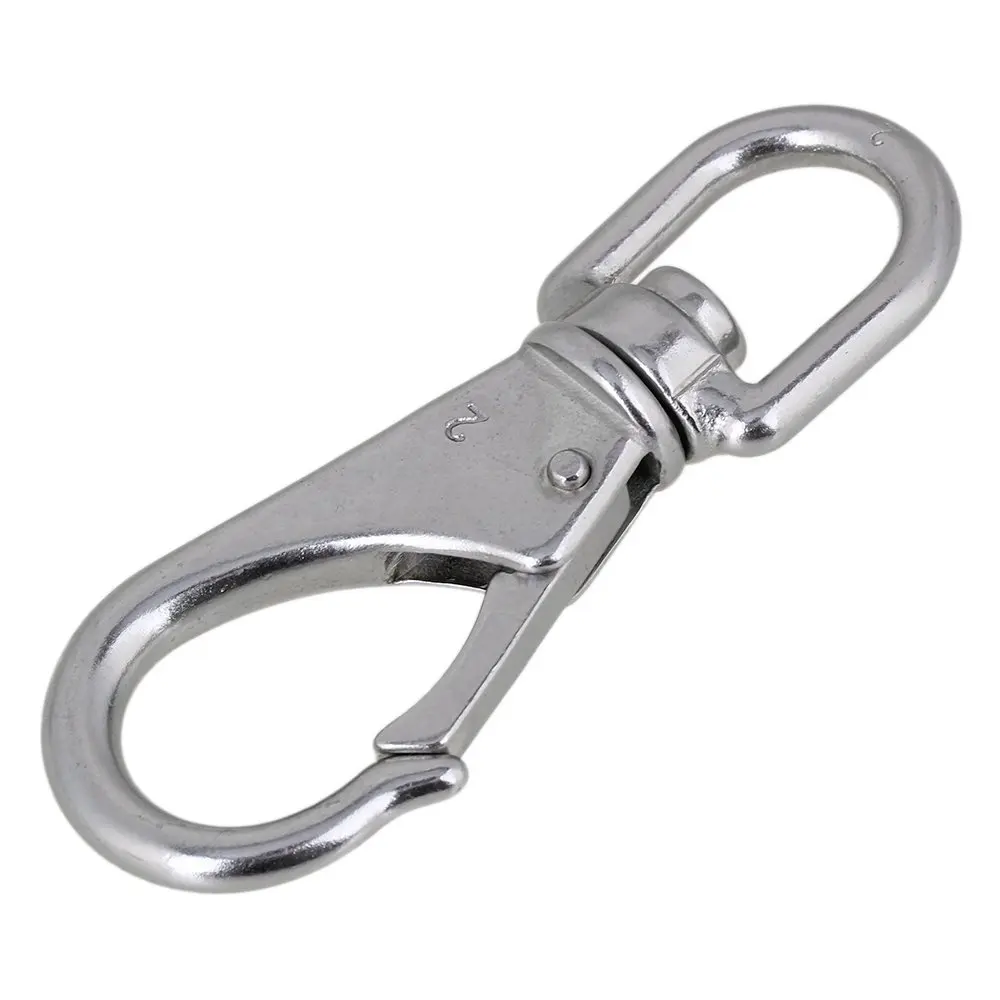 

M6 Silver 304 Stainless Steel Swivel Eye Spring Hardware Snap Hook Boat Marine Pet Chains 2#