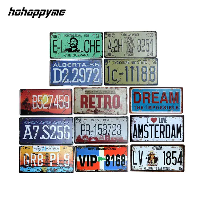 Hohyme France Car License Plate Number Plaque Metal Vintage Tin Hohyme France Car License Plate Number Plaque Metal Vintage Tin Sign Bar Decoration Poster Home Decor 15x30cm