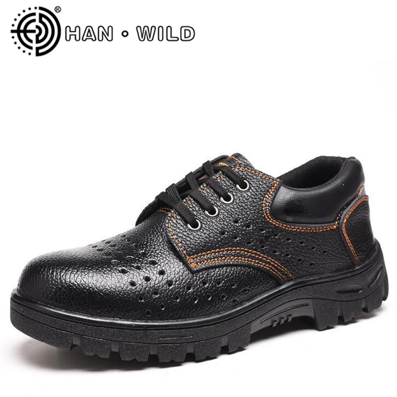 Buy High Quality Men Leather Safety Boots Summer Breathable Work Shoes For Men