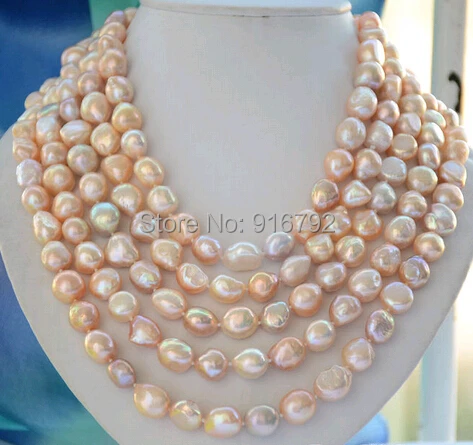

Wholesale hot >>>>>Natural 9-10mm pink lavender baroque freshwater pearl necklace 100inch