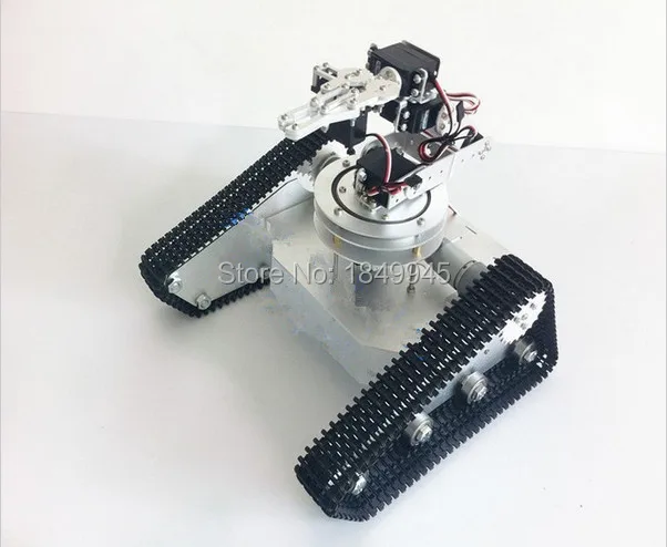 Obstacle-surmounting tank car with 6 dof robot arm chassis, high torque,metal structure,big load,metal mechanical claw