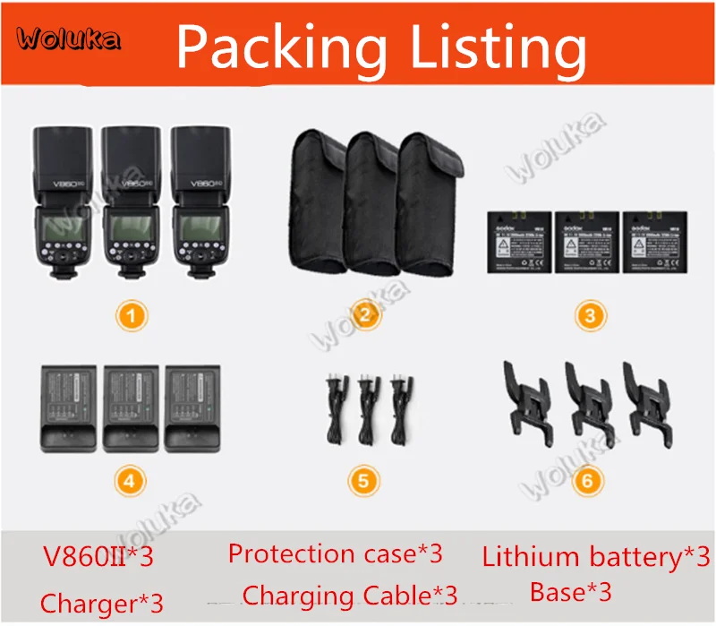 Godox 3 * V860II C/N/S второго поколения SLR камера горячий башмак лампа литиевая батарея