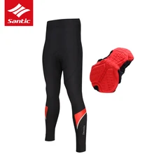 Santic велосипедные штаны с подкладкой мужские зимние длинные теплые теплый велосипед брюки ветрозащитные Pro мягкие велосипедные брюки-колготки Ciclismo