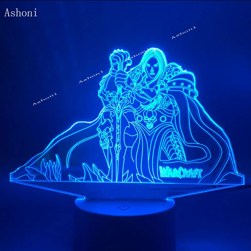 3D Светодиодная лампа игровой мир Warcraft Lich King Arthas Menethil фигура декор для детской