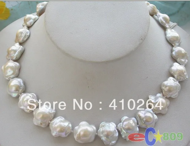 

free shipping Nature plum blossom white KESHI REBORN PEARL NECKLACE 17inch
