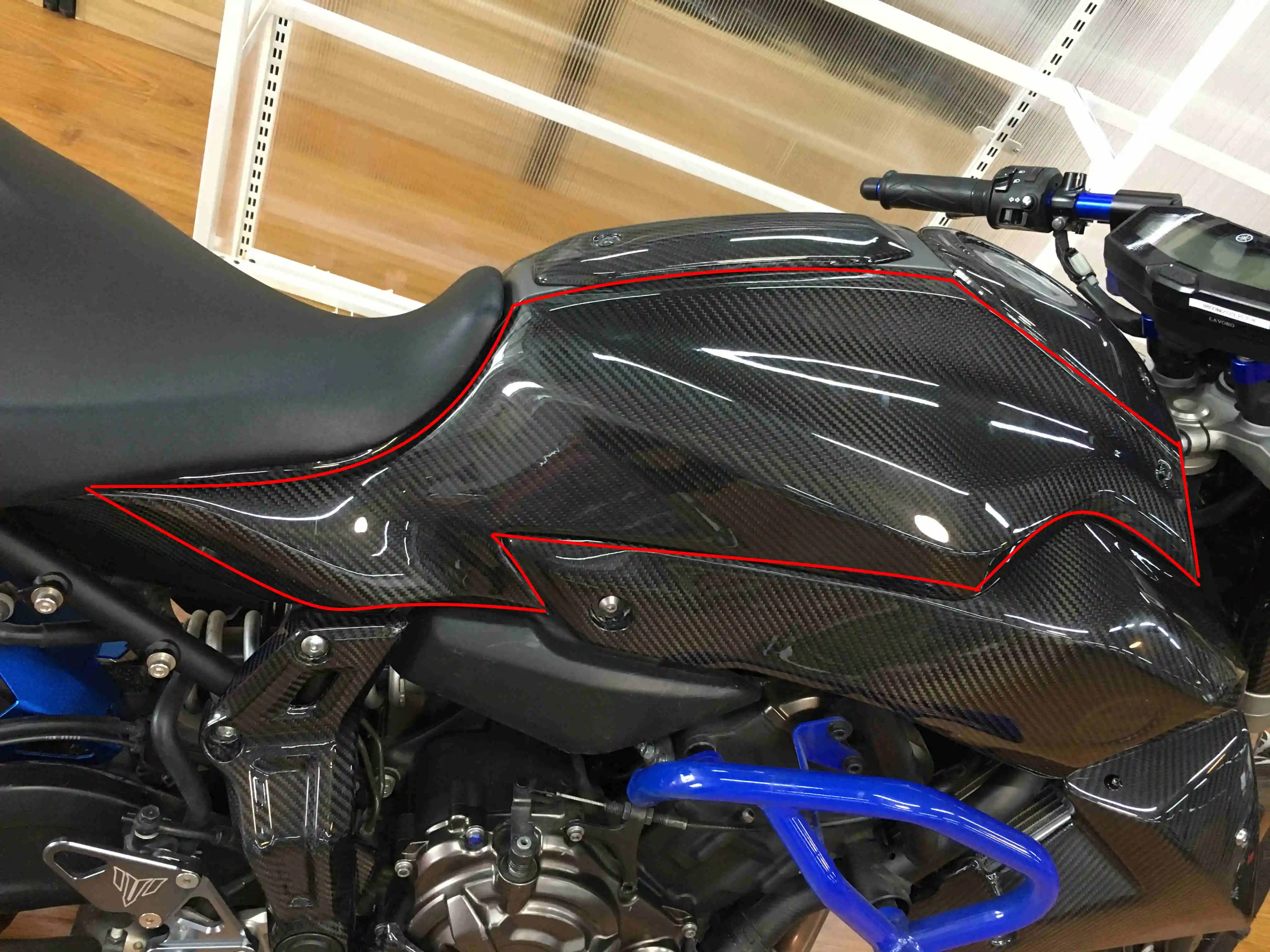 KEMiMOTO для Yamaha MT07 FZ07 Мотоцикл углеродного волокна Бензобак боковая крышка панель обтекатель FZ-07 MT-07