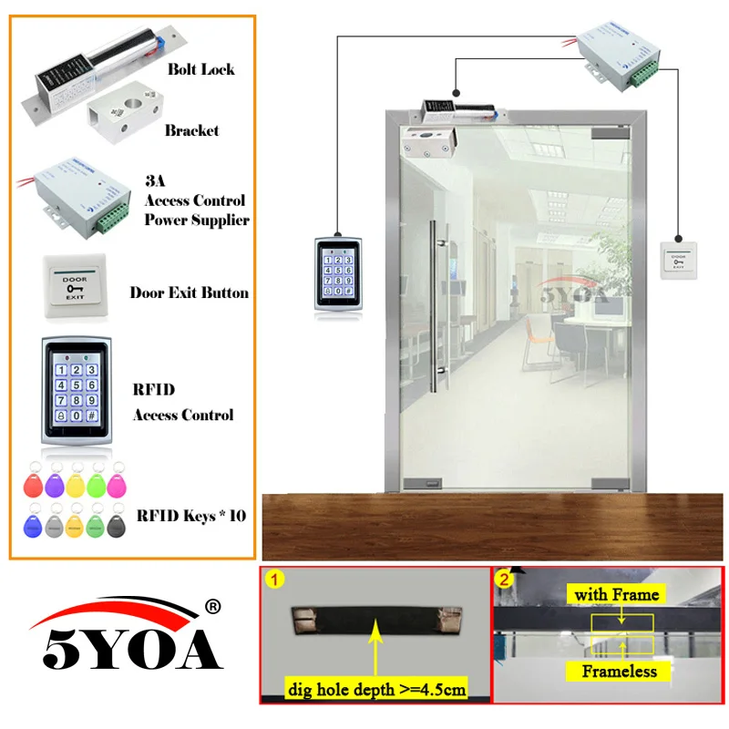 Железная RFID система контроля доступа умный дверной замок Безопасный Комплект Электронный Открыватель ворот домашний гараж цифровой набор электро магнитный - Цвет: B02BltBracket