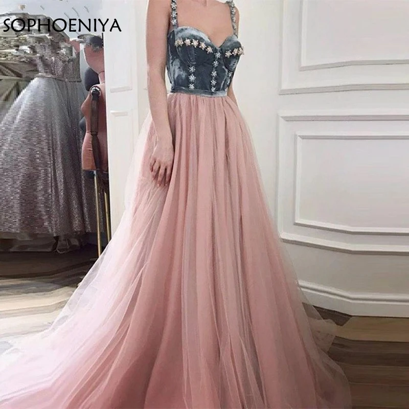 New-Arrival-Velvet-Tulle-Pink-evening-dresses-2019-Arabic-Party-dress-evening-gown-Dubai-Kaftan-Formal (1)