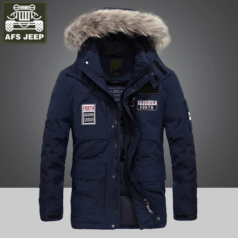 

-20 Degree Winter Jacket Men Jacket Coat 80% White Duck Jacket Coat Fur Hooded Collar Thick Warm Military Jacket Men Windbreaker