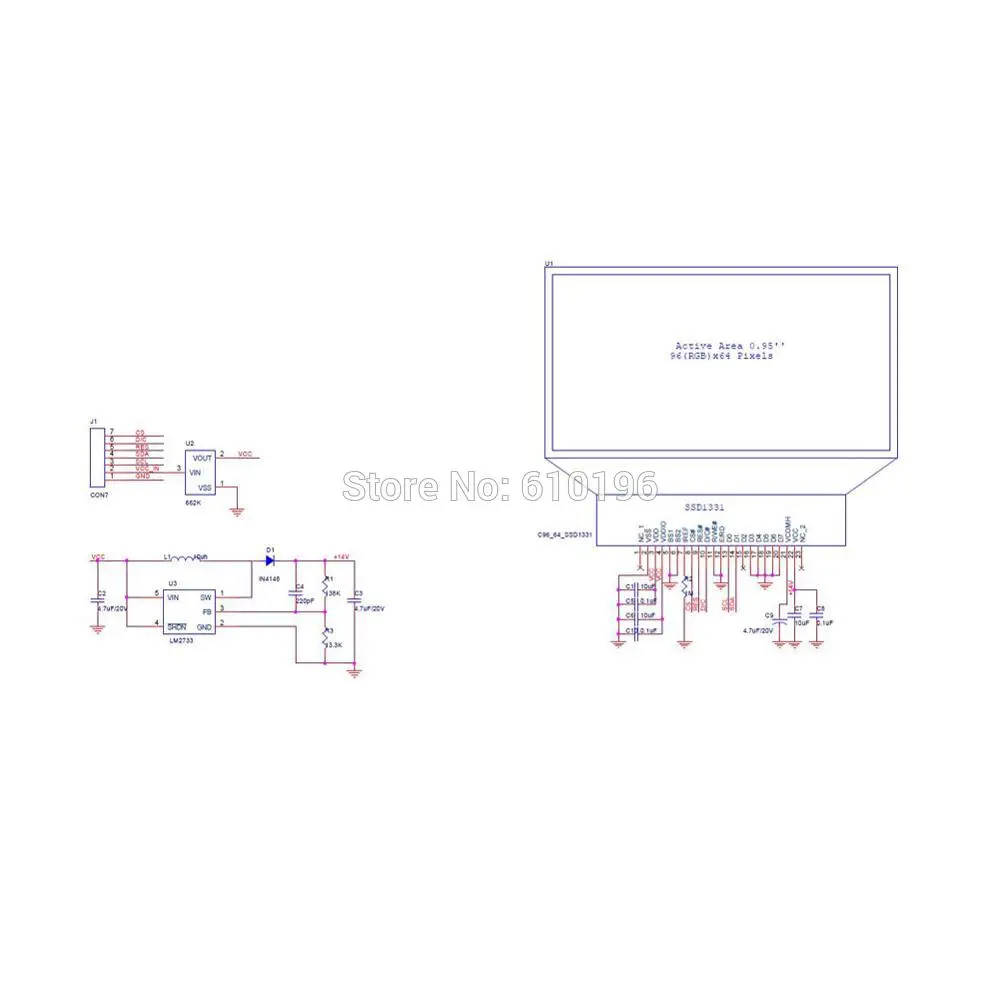 0,95 дюймовый цветной OLED модуль SSD1331 96X64 Разрешение для 51 STM32 Arduino