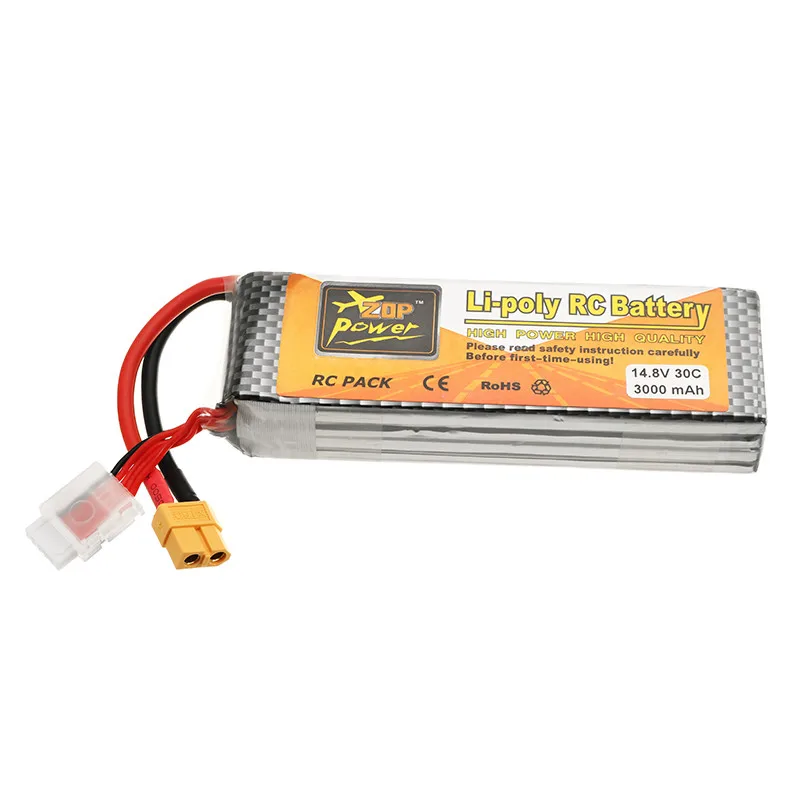 Высококачественный перезаряжаемый аккумулятор ZOP power 14,8 V 3000mah 30C 4S Lipo батарея XT60 разъем для радиоуправляемого дрона FPV квадрокоптера запасные части