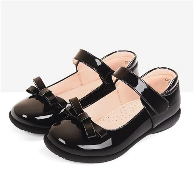 Новая детская обувь для девочек кожаные туфли маленьких студентов школьный стиль малышей туфли без каблуков дышащая детская обувь весна/осен - Цвет: Черный