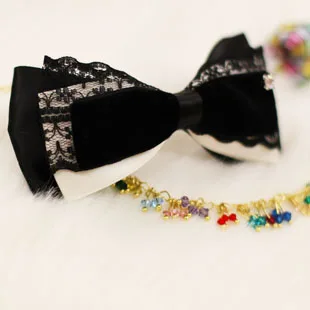 

Sweet princess Handmade bow hair accessory hairpin headband fashion black lace velvet hepburn vintage hair accessory original