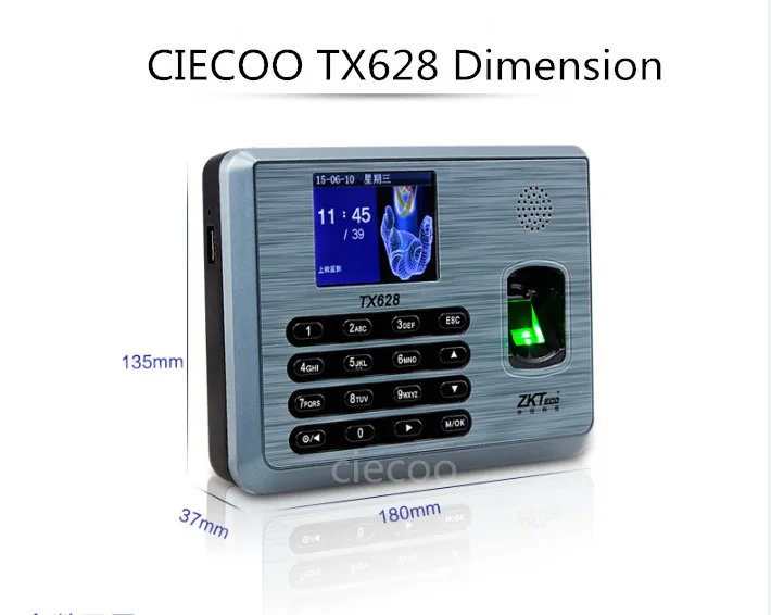Zk TX628 перфоратор карты и отпечатков пальцев посещаемость рабочего времени