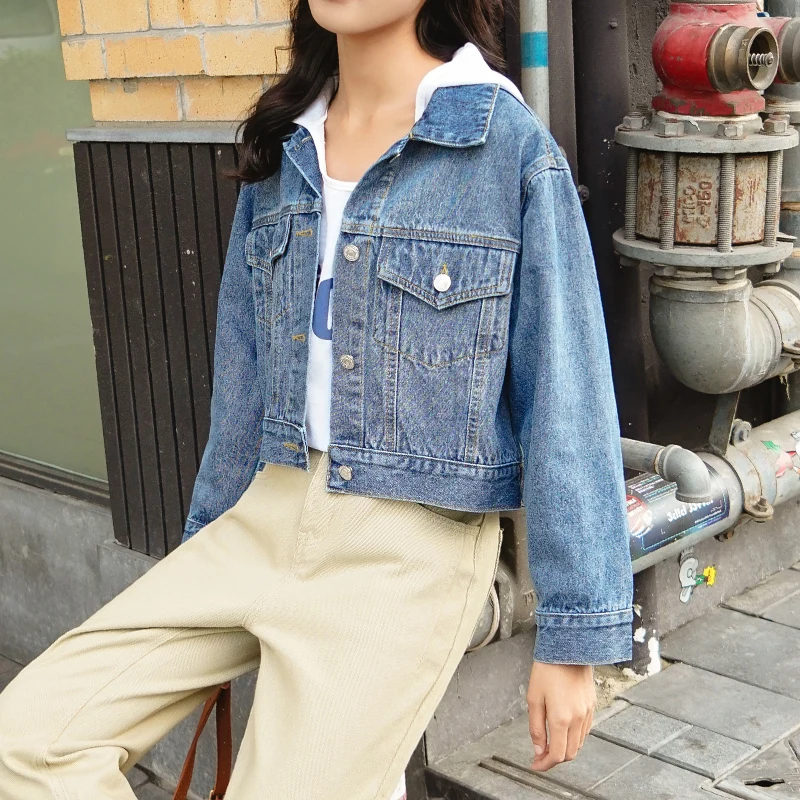 2019 Autumn New Women's Jacket Korean Fashion Casual Harajuku Style Popular Denim Jacket Coat Women Short Jeans Jacket Outwear