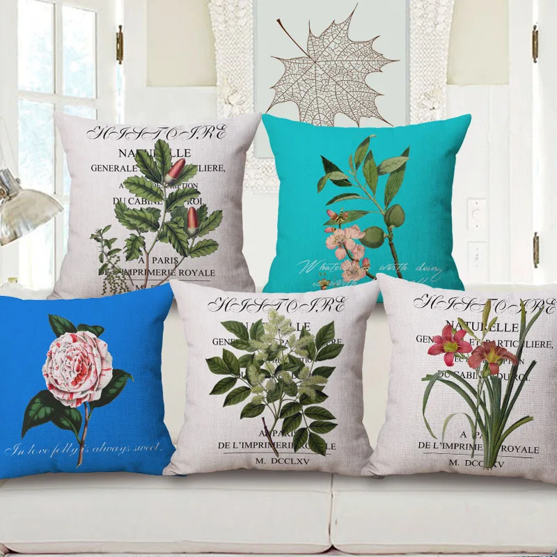 American country pastoral style pillow cover Hand painted style cotton cushion covers orchid