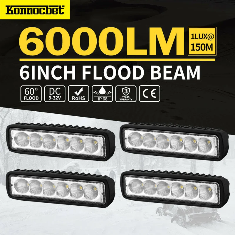 

4PCS 18W 12V LED Work Light Bar Flood Spot LED light Bar Lamp Offroad Car Work Light for Ford For Toyota SUV 4WD Led Beams