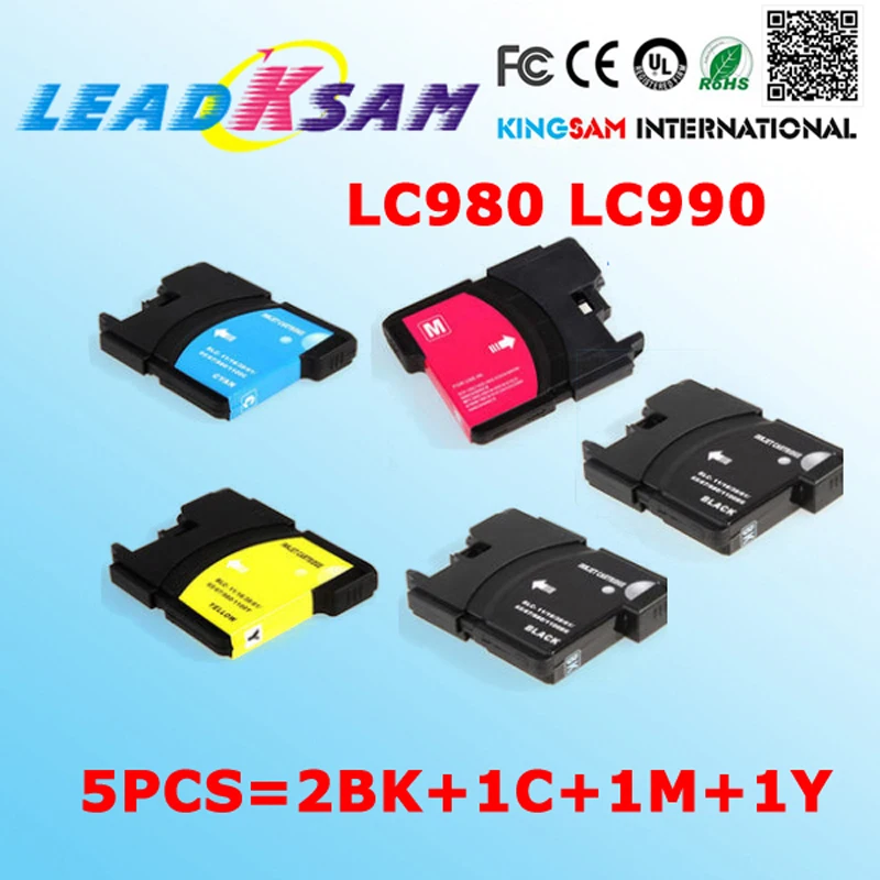 5PCS=2BK+1C+1M+1Y LC980 LC 980 LC990 LC1100 ink cartridge compatible