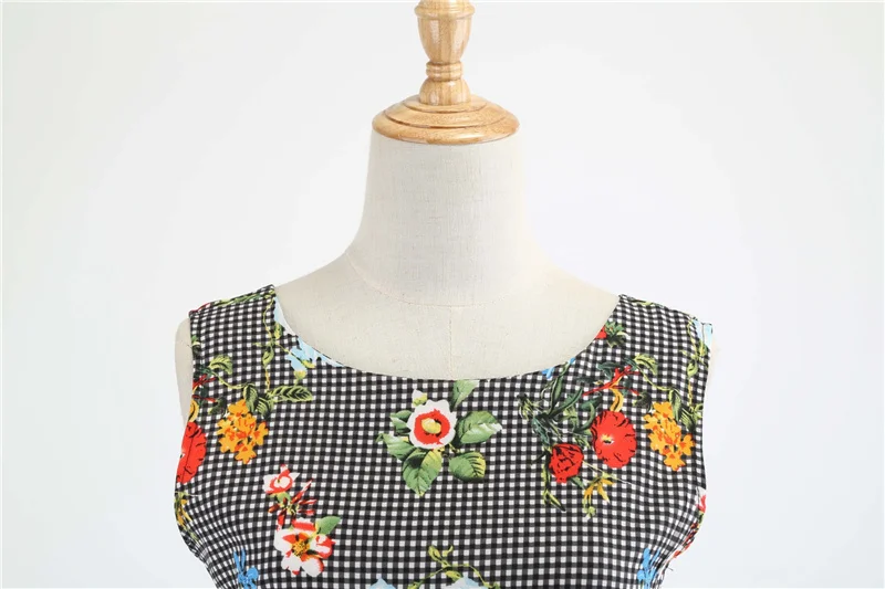 Kostlich 2018 Summer Hepburn Vintage Dress V-Neck Floral Print Dresses Women Big Swing Dress Plus Size S-2XL With Sashes Bow (17)