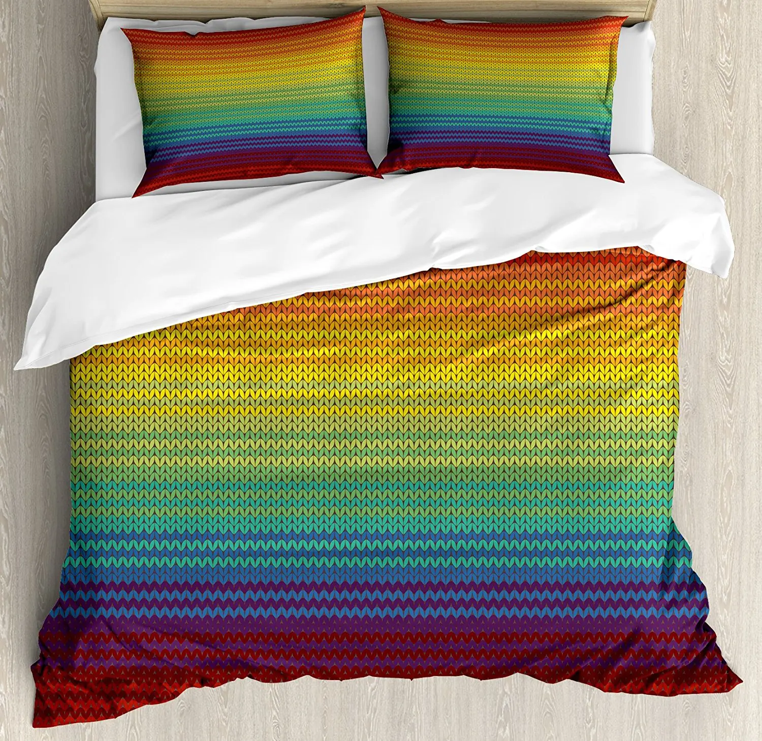 Striped Duvet Cover Set Mexican Knitting Pattern Inspired Vibrant