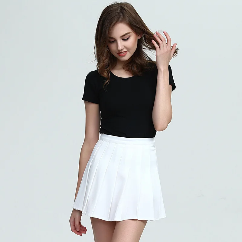 Новинка года; консервативный стиль; Женская плиссированная юбка-Скейтер; плотные трусы; милые повседневные мини-юбки с высокой талией; тонкая школьная форма