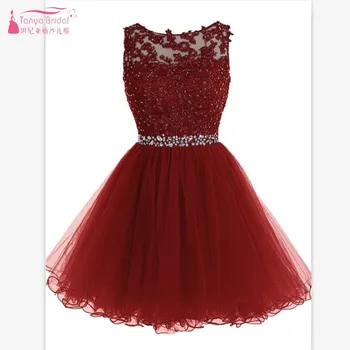 

TANYA BRIDAL Appliques Beading Short Big Size Evening Dresses Sexy Backless Simple Women Party Dresses JQ484