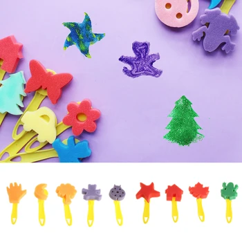 

12Pcs Paint Brush Plastic Handle Seal Sponge Kid Painting Graffiti Toys Tool DIY