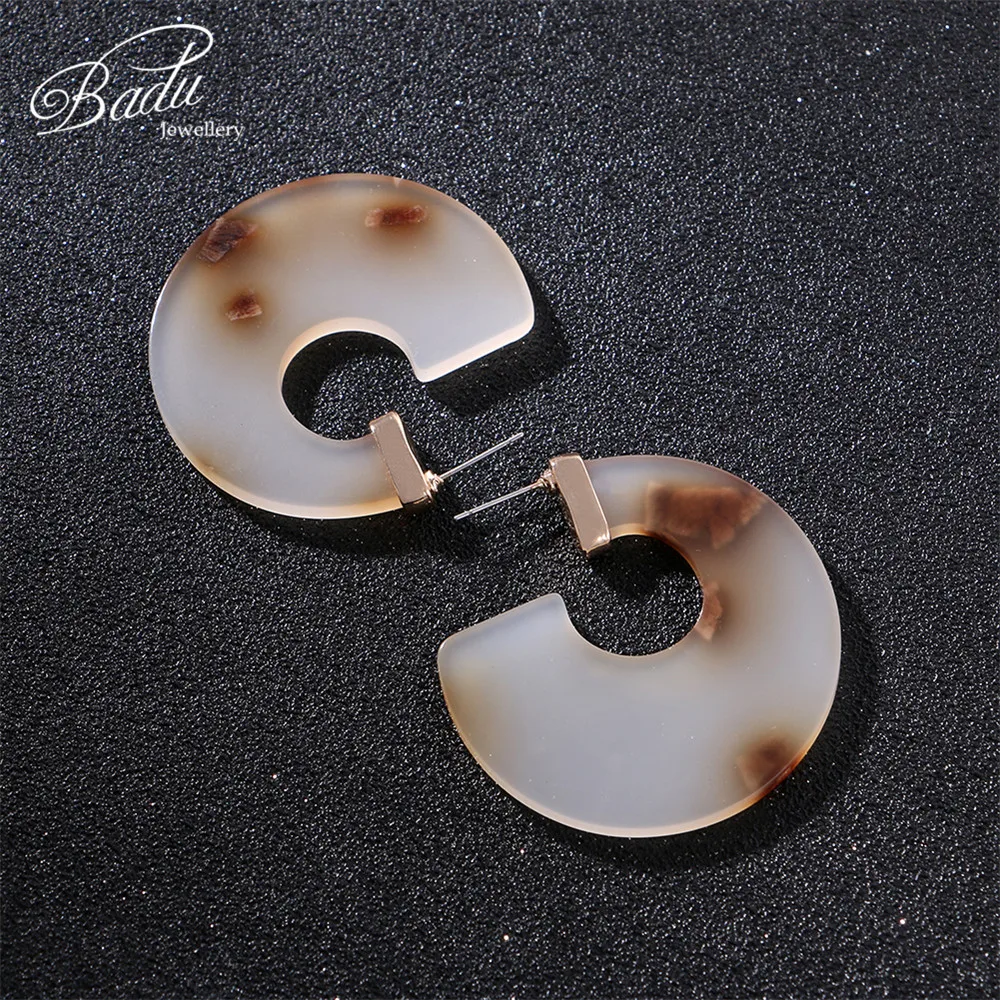 

Badu Acrylic Acid Earring Stud Women Vintage Bohemian 2018 Fashion Jewelry Big Punk Resin Stud Earrings Wholesale