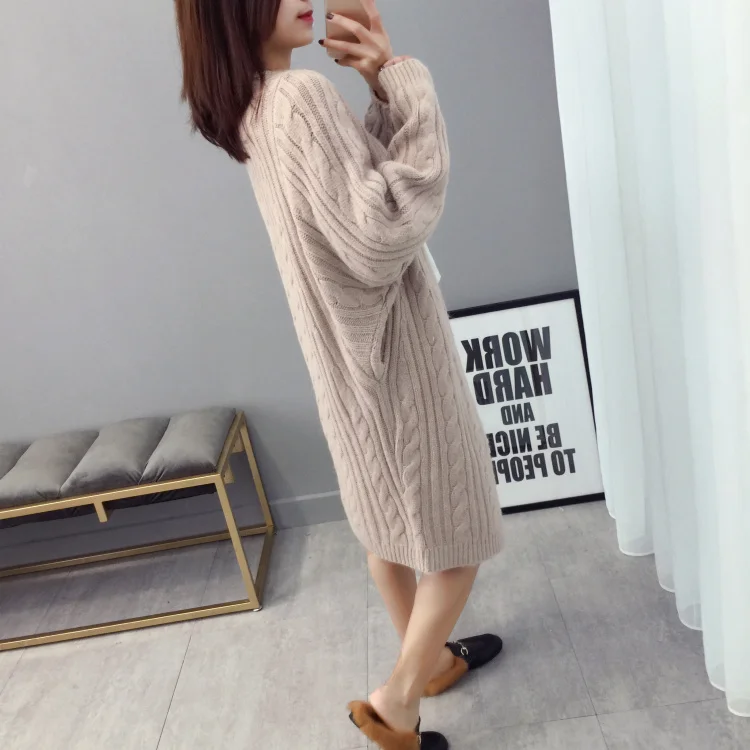 Harajuku Cardigan Women's Sweater Autumn Winter Long Cardigan Coat 2019 New Fashion Women's Clothing Twist Ladies Sweater (9)