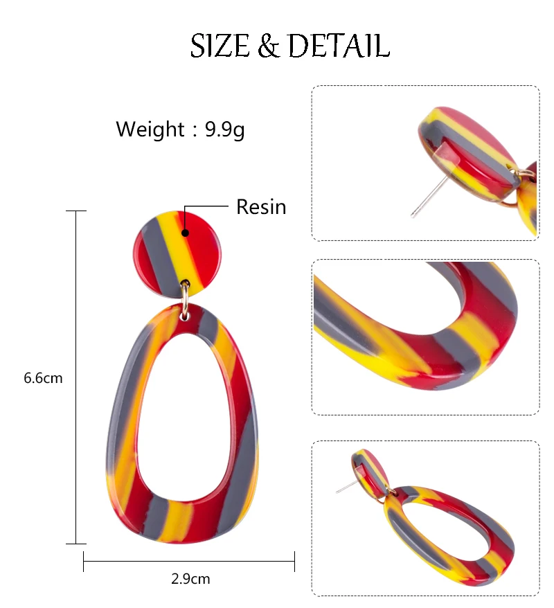 GUANLONG Classic Drop Earrings for Women Acrylic Earrings Female Big Long Geometric Dangling Fashion Elegant Resin Earring 2018 (1)