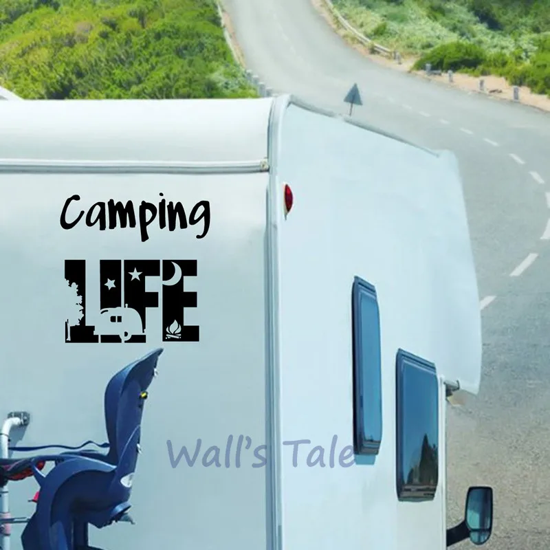 

Camping Life Tent Vinyl Art Sticker Motorhome Door Window Glass Decor Camper Decals RV Travel Trailer Art Mural Decoration