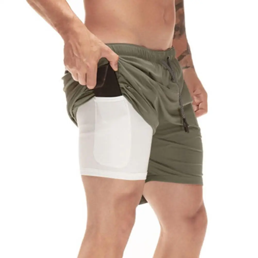 

Men's Running Shorts 2 in 1 Men's Sports Shorts Quick Dry Training Exercise Jogging Sports Shorts with Integrated Pocket Lining