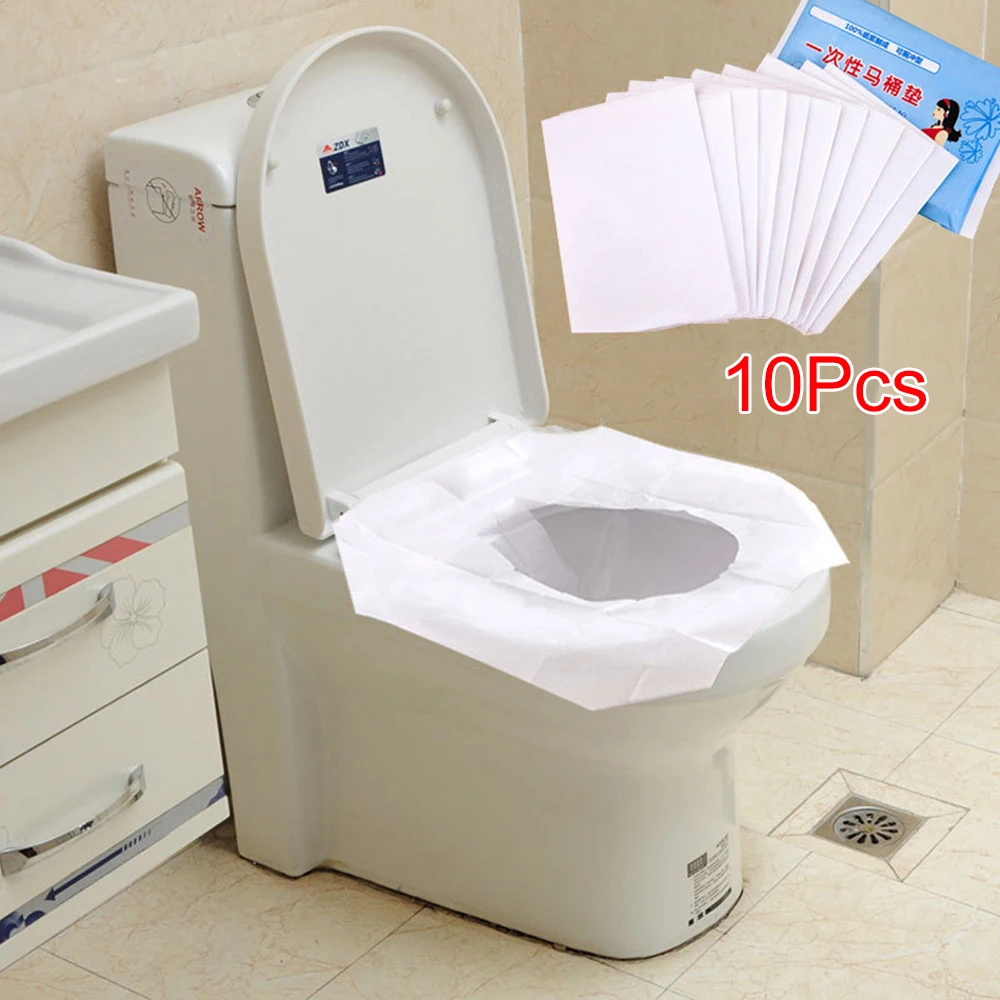 10 шт. Monouso сиденье для унитаза коврики Copertura Portatile Cassetta Di Sicurezza Impermeabile Sedile унитаз набор накалки на сиденье унитаза